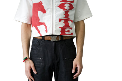 Brown Embroidered Leather Belt